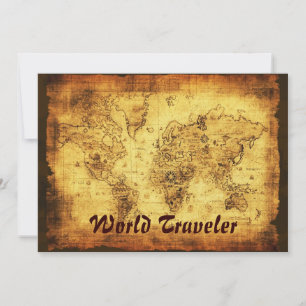 Gamla World Map-inbjudningskort Inbjudningar