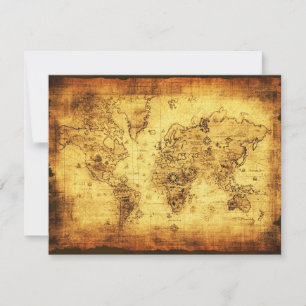 Gamla World Map-inbjudningskort Inbjudningar