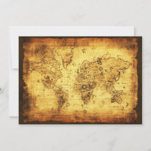 Gamla World Map-inbjudningskort Inbjudningar