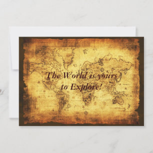 Gamla World Map-inbjudningskort Inbjudningar