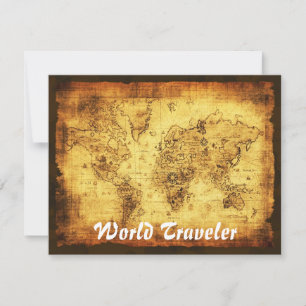 Gamla World Map-inbjudningskort Inbjudningar