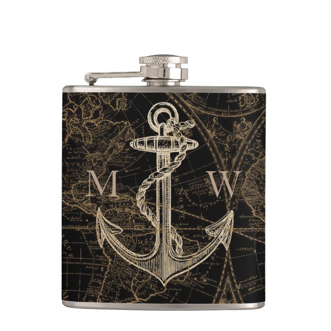 Gamla World Nautical Anchor Monogram Black Fickplunta (Framsidan)