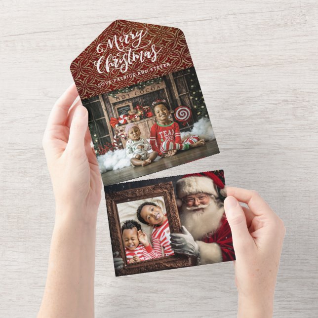 Gamla World Santa Holding Porträtt | Luxe 2-foto (Avrivbar del)