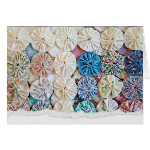 Gamldags Quilt Mönster för födelsedagen Hälsningskort
