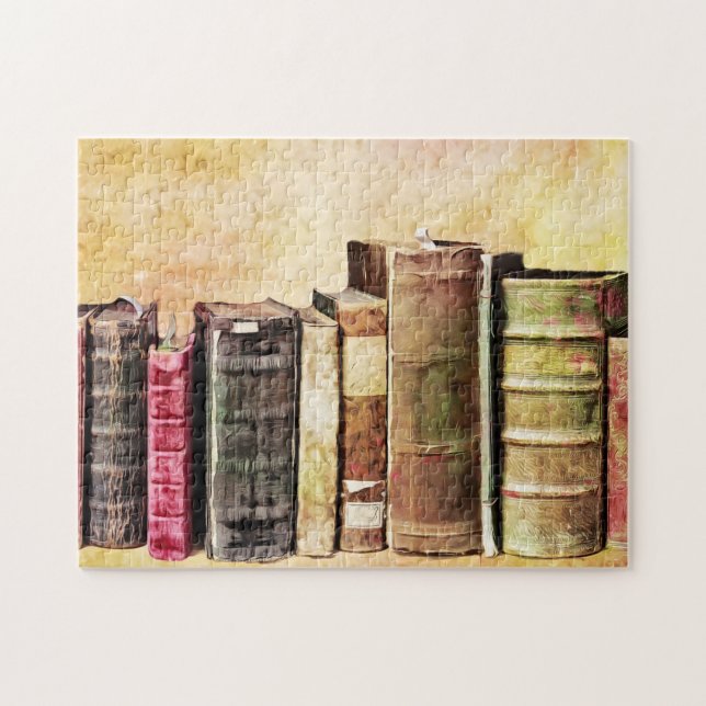 Gamle Antique Bokar Bibliotek Art Puzzle Pussel (Horisontell)