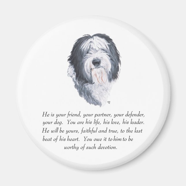 Gamle English Sheepdog KeepVII - Male Magnet (Framsidan)