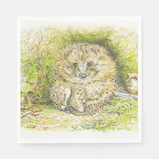Gamle herr Prickly Pin (Igelkott) (av Beatrix Pott Pappersservett (Framsidan)