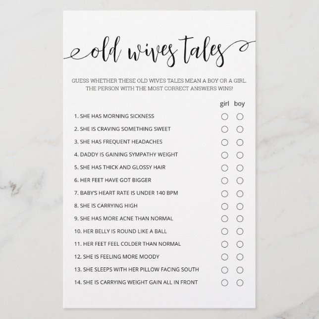 Gamle Hustru Mummenspelet Baby Shower partsspel (Framsida)