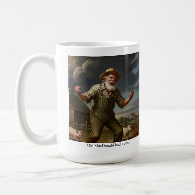Gamle MacDonald hade en ko. Kaffemugg (Vänster)
