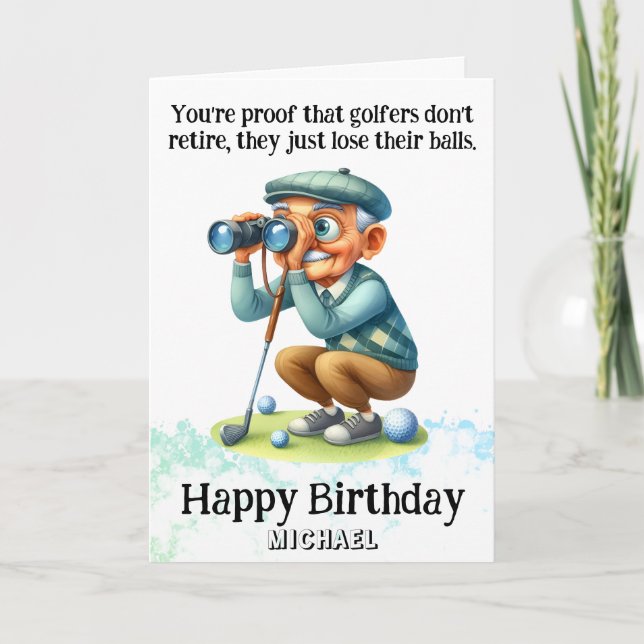 *~* Gamle Man AP94-Superskojet Golf Birthday Card Tack Kort (Framsida)