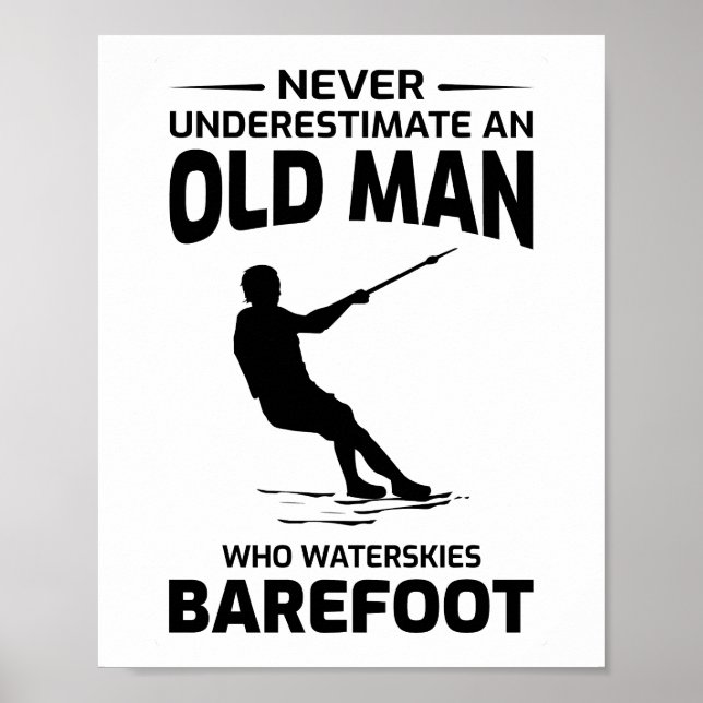 Gamle man Barefoot Barefooting skiing Vatten sport Poster (Framsidan)