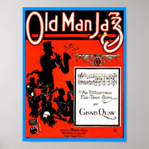 Gamle Man Jazz Lakan Music pub. 1920 Försättsblad Poster