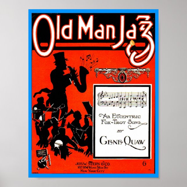 Gamle Man Jazz Lakan Music pub. 1920 Försättsblad Poster (Framsidan)