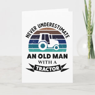 Gamle man med Tractor Funny Farming Gift Pappor Kort