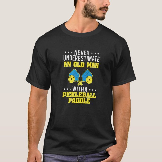 Gamle man Pickleball u2013 Racket Paddle Picklebal T Shirt (Framsida)