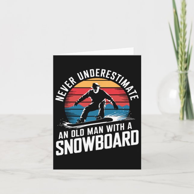 Gamle man Snowboarding Älskare Humor Design Lusnyj Kort (Framsida)