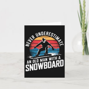 Gamle man Snowboarding Älskare Humor Design Lusnyj Kort