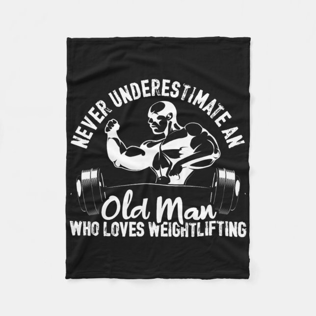 Gamle man som Kärlek Weightlyftande Bodybuilding W Fleecefilt (Framsidan)
