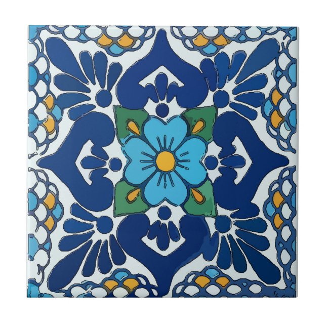 Gamle Stil Blue Spain Tile Kakelplatta (Framsidan)