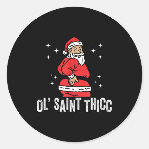 Gamle tjocke tomten, rolig retro jul tomte twerkar runt klistermärke
