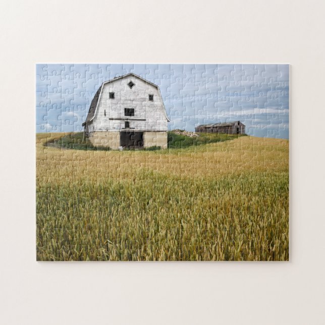Gamle White Barn Jigszle Puzzle Pussel (Horisontell)