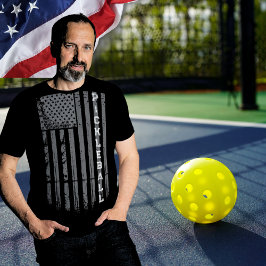 Gammad amerikansk Flagga Pickleball Black T Shirt