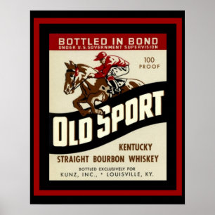 Gammal affisch för sportWhiskeyannons