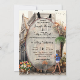 Gammal Amsterdamsaffär Anton Pieck stil Art Inbjudningar