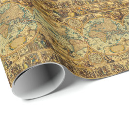 Gammal antik illustrerad vintagevärldskarta presentpapper