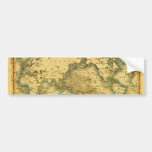 Gammal antik World Map Bildekal
