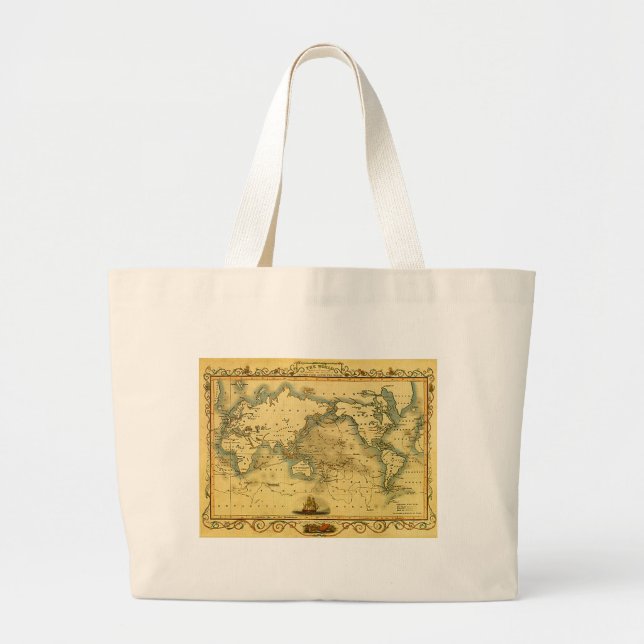 Gammal antik World Map Jumbo Tygkasse (Framsidan)