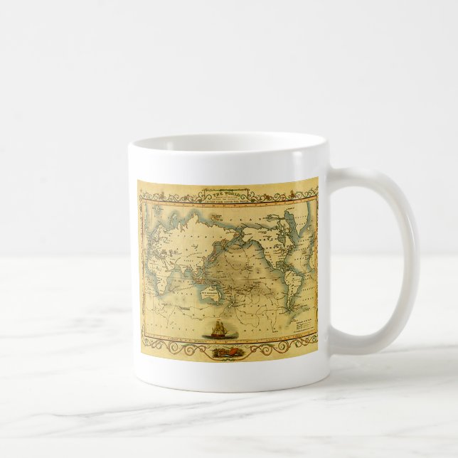Gammal antik World Map Kaffemugg (Höger)