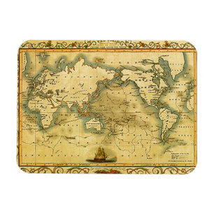 Gammal antik World Map Magnet