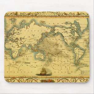 Gammal antik World Map Musmatta