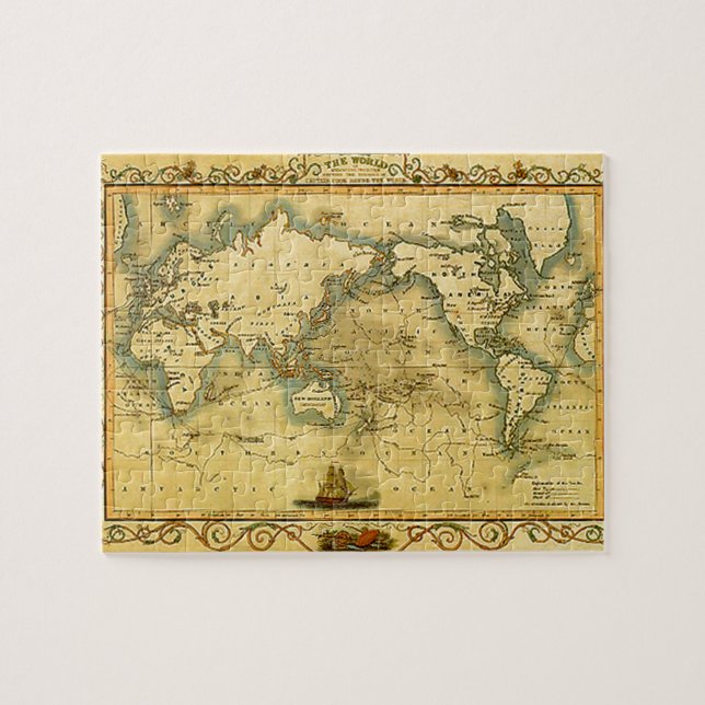 Gammal antik World Map Pussel (Horisontell)