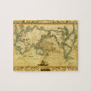 Gammal antik World Map Pussel