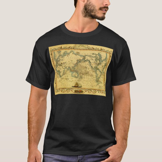 Gammal antik World Map T-shirt (Framsida)