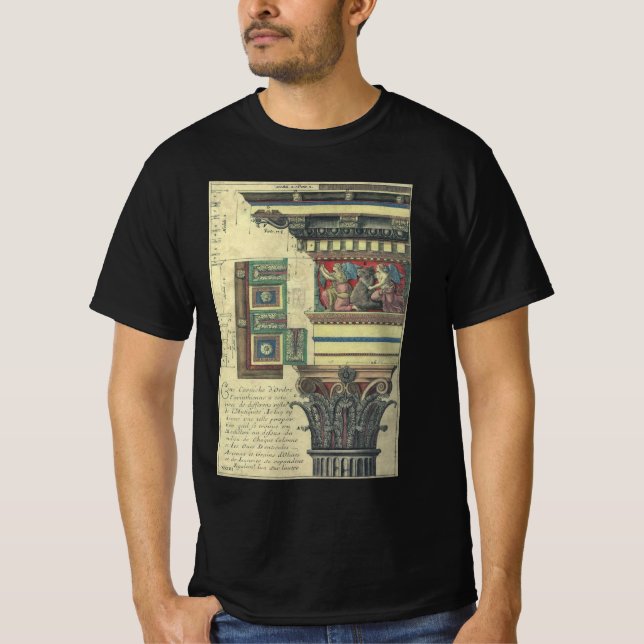 Gammal arkitektur, kolonn med taklistformgivning t-shirt (Framsida)