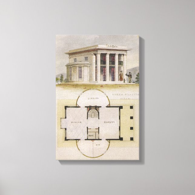Gammal arkitektur, planritning och grekisk villa canvastryck (Framsida)