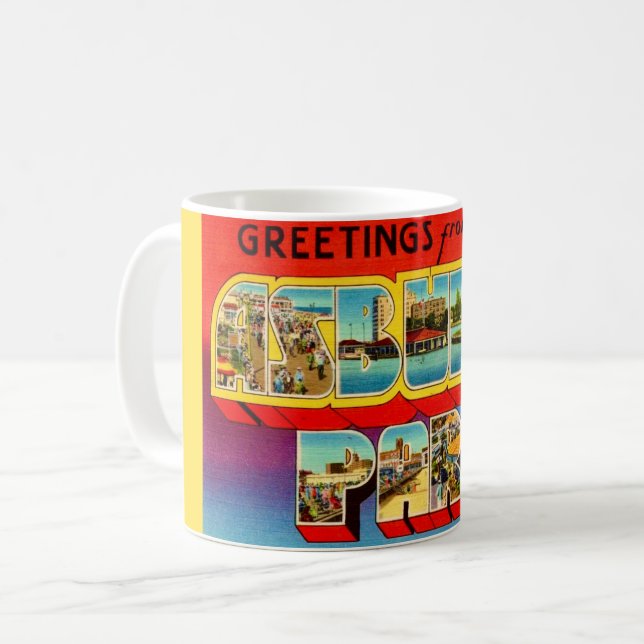 Gammal Asbury Park NJ Välkomstmugg Kaffemugg (Framsida vänster)