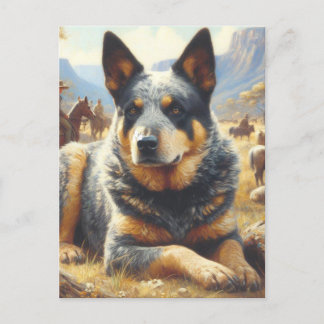 Gammal Australiensisk Nötboskap Hund Målning Vykort
