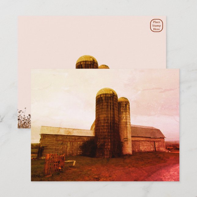 Gammal Barn: Rött Måne Mourning-vykort Helg Vykort (Fram/baksida)