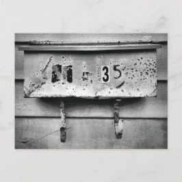 Gammal Battery Box Weasted Black and White Vykort