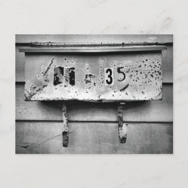 Gammal Battery Box Weasted Black and White Vykort (Framsida)