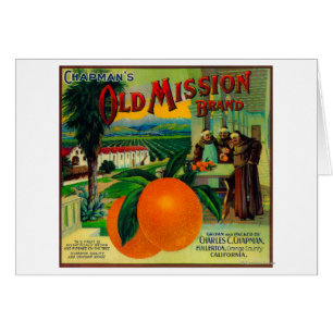 Gammal beskickning orange LabelFullerton, CA Hälsningskort