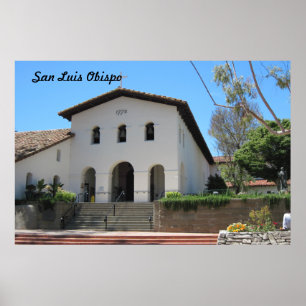 Gammal beskickning på San Luis Obispo, Kalifornien Poster