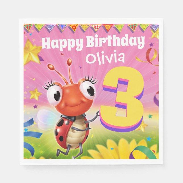 Gammal beställnings- flicka 3yrs för pappersservett (Framsidan)