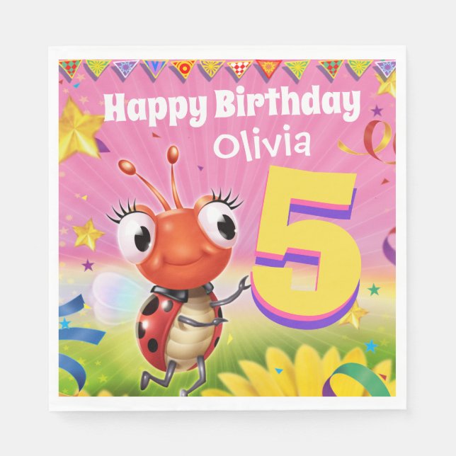 Gammal beställnings- flicka 5yrs för pappersservett (Framsidan)