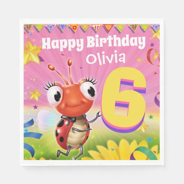 Gammal beställnings- flicka 6yrs för pappersservett (Framsidan)