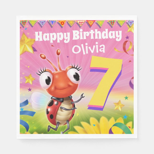 Gammal beställnings- flicka 7yrs för pappersservett (Framsidan)